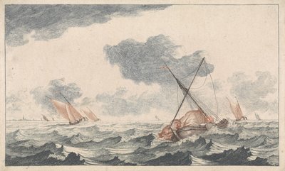 Passando a vela Navios no Mar (série A) (título da série) de Johannes Jacobsz van den Aveele (attributed to)