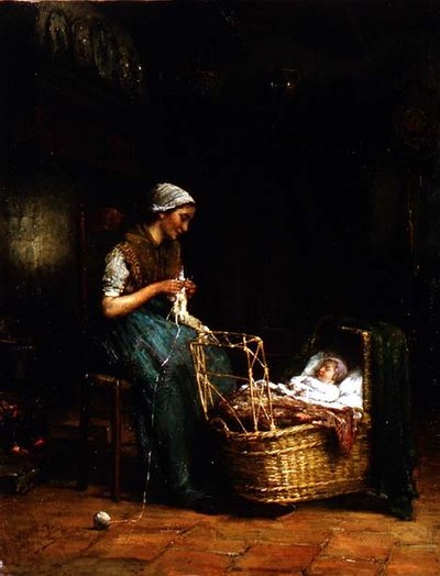 Mãe e Filho em uma Casa de Campo Interior (ver também 18091) de Johannes Jacobus Paling