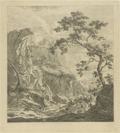 Paisagem montanhosa com gado de Johannes Janson