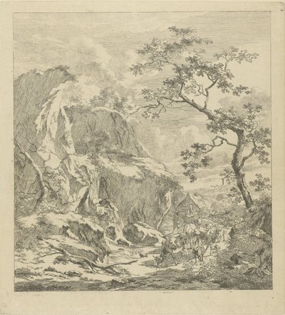 Paisagem montanhosa com gado de Johannes Janson