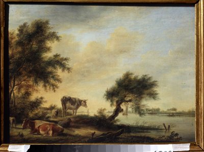 ""Paisagem com um rebanho"" (Paisagem com um rebanho) Pintura de Jan Jansson (1729-1784) Museu de Arte do Estado do século XVIII, Tula, Rússia de Johannes Janson