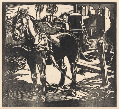 Cavalo de carroça tensionado de Johannes Josephus Aarts (signed by artist)