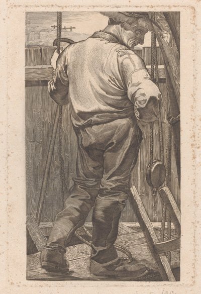 Trabalhador em uma cerca de madeira de Johannes Josephus Aarts (signed by artist)
