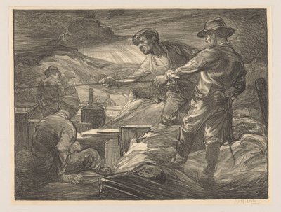 Trabalhadores a puxar numa corda de Johannes Josephus Aarts (signed by artist)