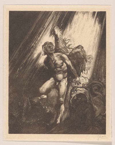 Anjo caído encostado em uma rocha de Johannes Josephus Aarts (signed by artist)