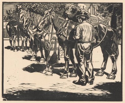 Montar cavalos numa praça de Johannes Josephus Aarts (signed by artist)