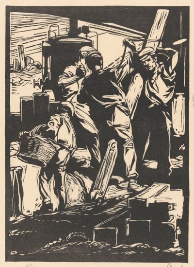 Quatro trabalhadores do dique de Johannes Josephus Aarts (signed by artist)