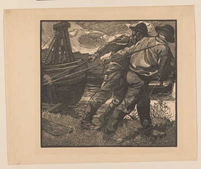 Trabalhadores com cordas em terra de Johannes Josephus Aarts