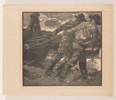 Trabalhadores com cordas em terra de Johannes Josephus Aarts