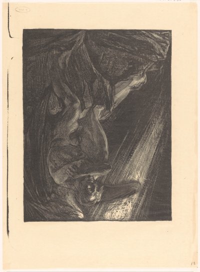 Anjo caído sentado em uma pedra de Johannes Josephus Aarts