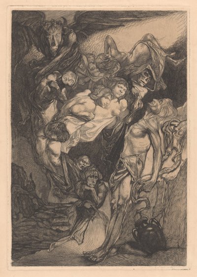 Homem seminu com monstros e criaturas de fantasia de Johannes Josephus Aarts
