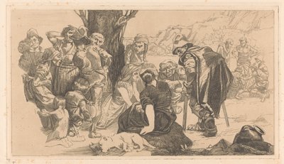 Homens, mulheres e crianças junto a uma árvore de Johannes Josephus Aarts
