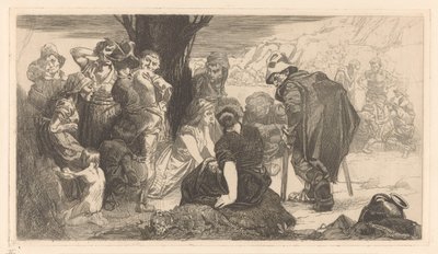 Homens, mulheres e crianças junto a uma árvore de Johannes Josephus Aarts