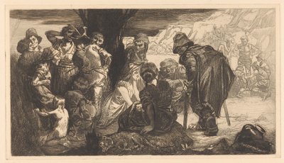 Homens, mulheres e crianças por uma árvore de Johannes Josephus Aarts