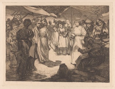 Cenário de mercado com homens e mulheres de Johannes Josephus Aarts