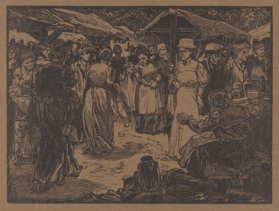 Cena do mercado com homens e mulheres de Johannes Josephus Aarts
