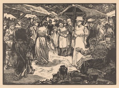 Cena do mercado com homens e mulheres de Johannes Josephus Aarts