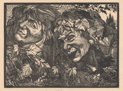 Dois bacalhaus rodeados de folhas de videira de Johannes Josephus Aarts