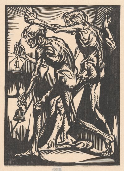 Duas figuras masculinas nuas com campainha e cobertura de velas de Johannes Josephus Aarts