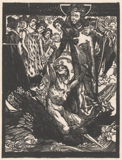 Figuras femininas com homem nas costas do pássaro de Johannes Josephus Aarts