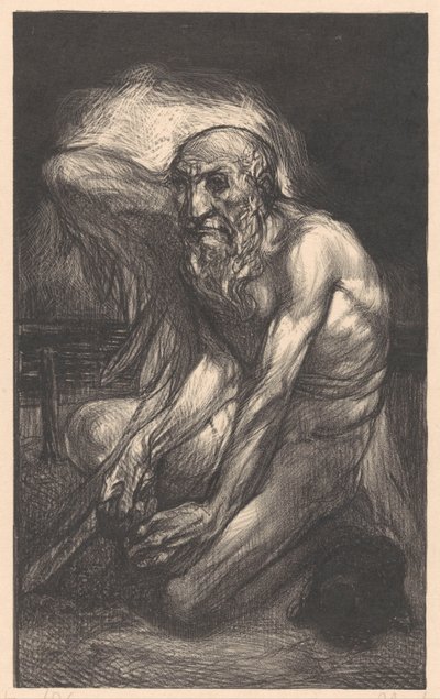 Homem sentado, barbudo com asas de Johannes Josephus Aarts