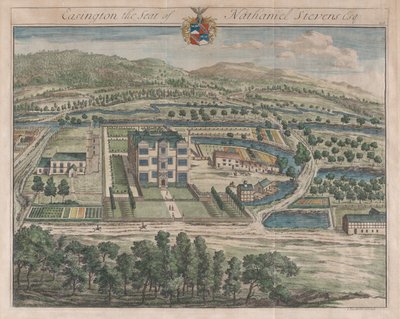 Easington, The Seat of Nathaniel Stevens, [1712] reeditado em 1768. de Johannes Kip