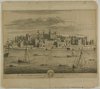 A Torre de Londres, placa cinco de Britannia Illustrata de Johannes Kip