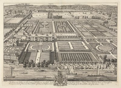 Vista da Beaufort House e Chelsea 1699 de Johannes Kip