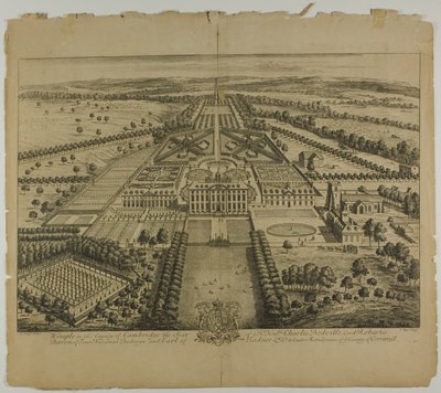 Wimple no Condado de Cambridge, placa 32 da Britannia Illustrata de Johannes Kip