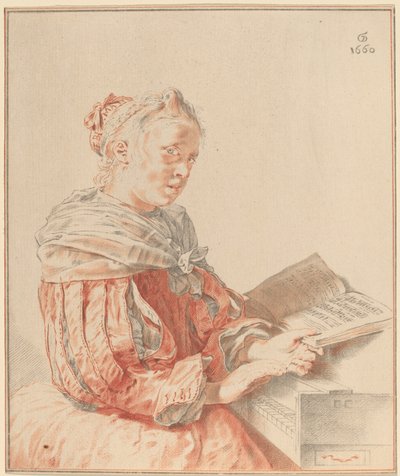 Jovem rapariga no Keyboard, 1767. de Johannes Kornlein