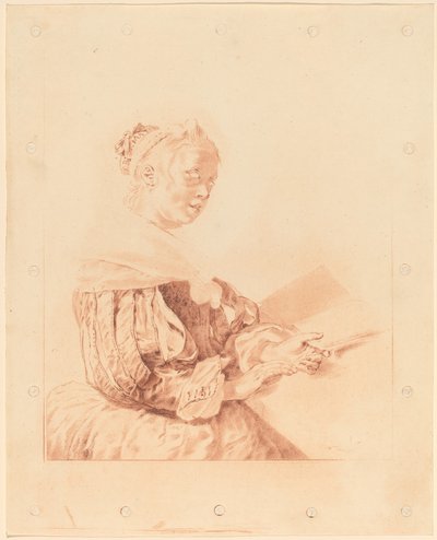 Jovem rapariga no Keyboard, 1767. de Johannes Kornlein