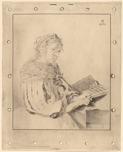 Jovem rapariga no Keyboard, 1767. de Johannes Kornlein