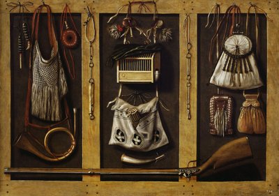 Natureza morta com equipamento de caça, c. 1660. de Johannes, Leemans
