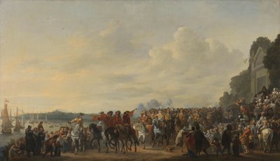 Chegada do Príncipe Guilherme II à Herdade Welna no Amstel durante o ataque a Amesterdão, 31 de Julho de 1650 de Johannes Lingelbach