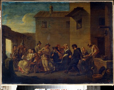 Carnaval de Venise (Carnaval em Veneza). Peinture de Johannes Lingelbach de Johannes Lingelbach