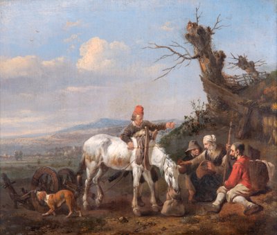 "Paisagem com os viajantes em repouso", século XVII de Johannes Lingelbach