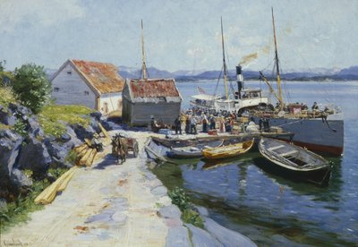Ferry Wharf no oeste da Noruega de Johannes Martin Grimelund