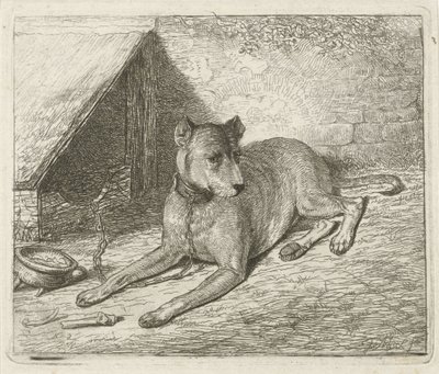 Cão em uma corrente em uma casa de cachorro de Johannes Mock
