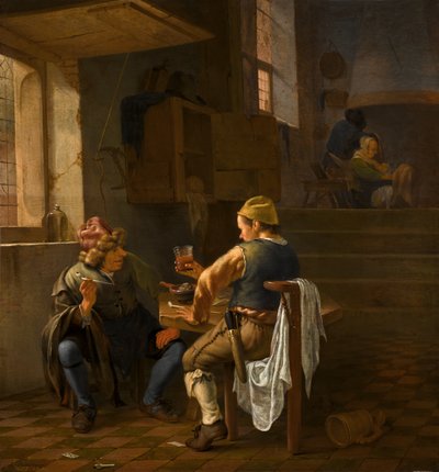 Cena de uma taberna com camponeses a fumar e a beber de Johannes Natus