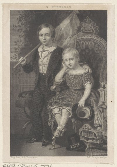 Retrato de Guilherme, príncipe dos Países Baixos, e Maurice, príncipe dos Países Baixos de Johannes Philippus Lange