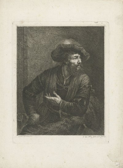 Retrato de homem desconhecido com boina de penas de Johannes Pieter de Frey