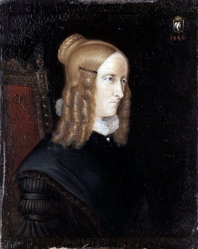 Retrato de Annette von Droste-Huelshoff (Droste Huelshoff) (1797-1848) - Peinture de Johann Joseph Sprick (1808-1842) de Johannes Sprick