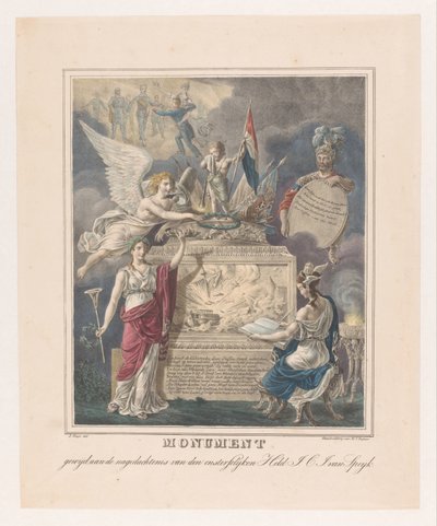 Monumento funerário alegórico para Jan Carel Josephus van Speijk Monumento dedicado à memória do imortal Herói J.C.J. van Speijk (título no objeto) de Johannes Steyn