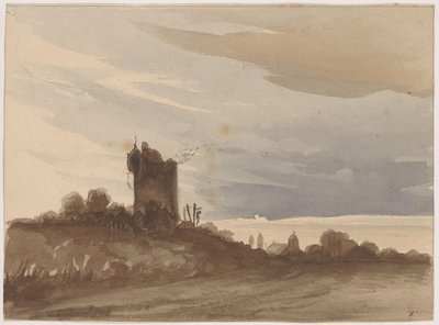 Paisagem com torre dilapidada de Johannes Tavenraat