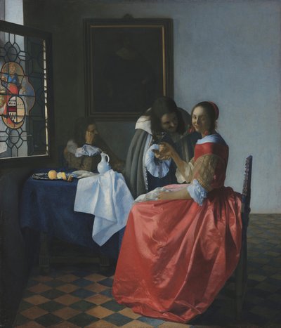 Mulher jovem com um copo de vinho de Johannes Vermeer