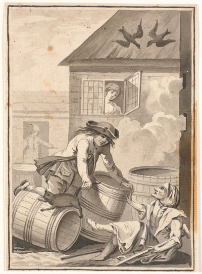 Jens Blok e Gunild. Ilustração para Ludvig Holberg: Peder Paars 1772. (2º livro, 3ª música) de Johannes Wiedewelt