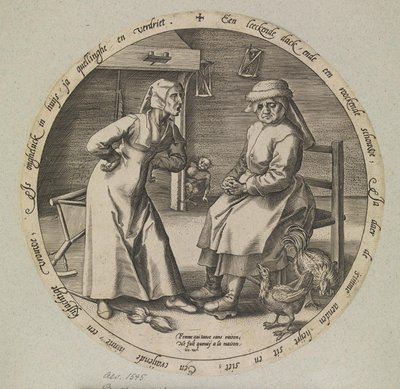 A mulher repreendedora e a galinha cacarejante de Johannes Wierix