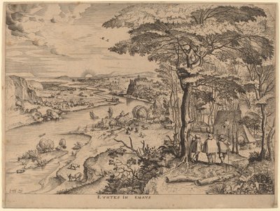 Indo para Emaús (Os Peregrinos de Emaús) de Johannes and Lucas van Doetechum after Pieter Bruegel the Elder