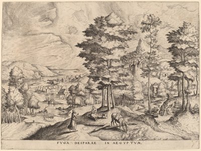 A Fuga para o Egito (A Fuga para o Egito) de Johannes and Lucas van Doetechum after Pieter Bruegel the Elder