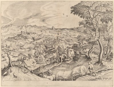 carroça belga (A carroça belga) de Johannes and Lucas van Doetechum after Pieter Bruegel the Elder